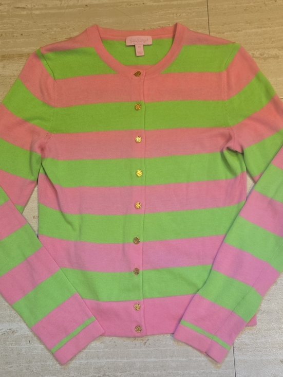 Lilly Pulitzer Sweaters - Lilly Pulitzer Pink/Green Striped Cardigan Sweater